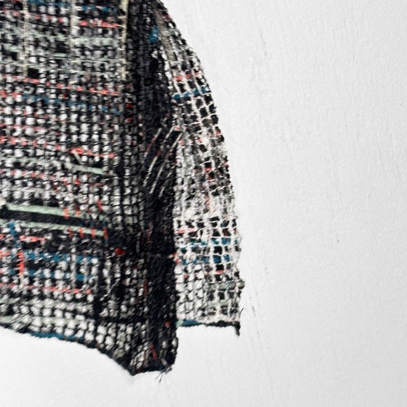 Jess & Jane Black Sheer Mesh Knit Top Womens L Sequins Boxy Punk Festival - Picture 5 of 8